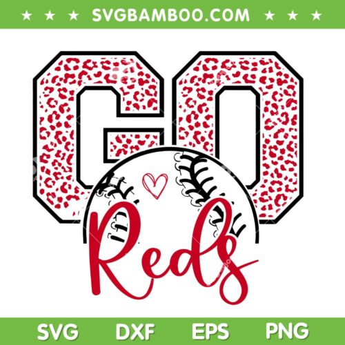 Go Reds Leopard SVG PNG, Cincinnati Reds Baseball SVG, Baseball Sports DXF SVG PNG EPS