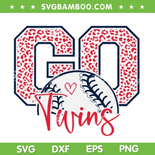 Go Twins Leopard SVG PNG, Twins Cheetah Baseball SVG, Twins Baseball MLB Team DXF SVG PNG EPS