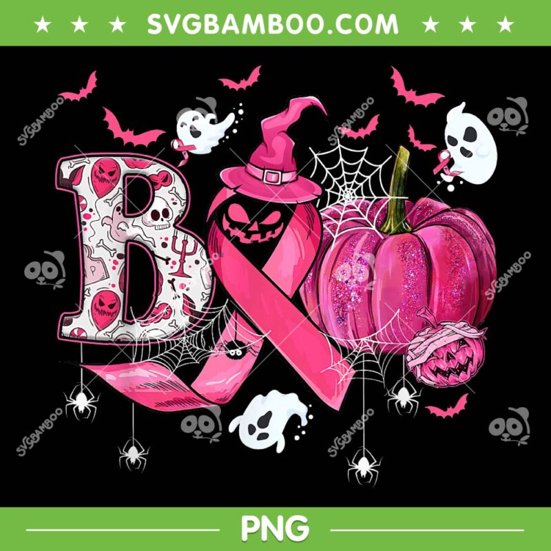 Halloween Boo Pumpkin Pink Ribbon PNG