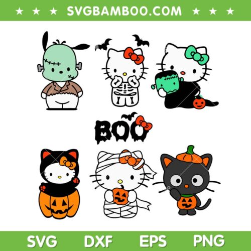 Halloween Hello Kitty SVG PNG, Hello Kitty Pumpkin SVG, Kitty Halloween DXF SVG PNG EPS
