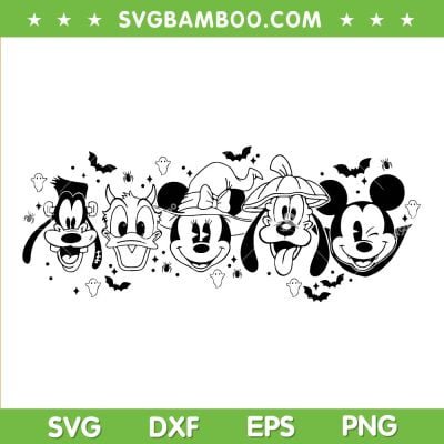 Halloween Mouse And Friends SVG PNG, Disney Friends Halloween SVG, Friends Face DXF SVG PNG EPS