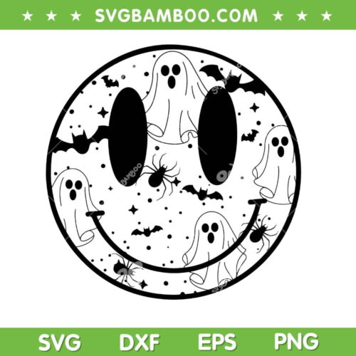 Halloween Smiley Face SVG PNG, Halloween Happy Face SVG, Scary Smiley Face DXF SVG PNG EPS