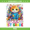 Hello 1st Grade Cute Cat PNG, Kids Back To School First Day PNG, Hello First Grade PNG