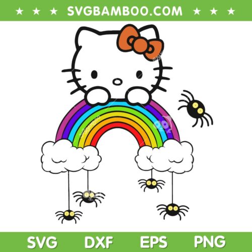 Hello Kitty Rainbow Halloween SVG PNG, Hello kitty Character Halloween SVG, Hello Cats DXF SVG PNG EPS