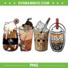 Horror Movie Characters Coffee PNG, Halloween Horror Movie Coffee Latte PNG, Coffee Lover PNG
