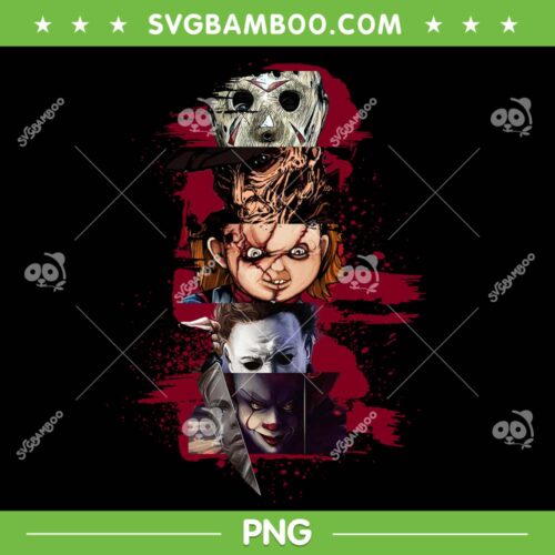 Horror Movies Characters PNG, Horror Movie Killers PNG, Jason Freddy Chucky Myers Pennywise PNG