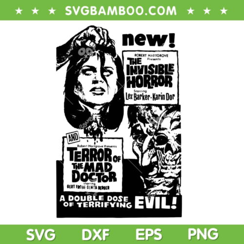 Horror Terror Halloween SVG PNG, Monster Poster Horror Movie SVG, Halloween Character DXF SVG PNG EPS