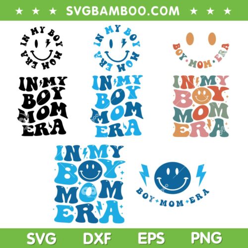 In My Boy Mom Era SVG Bundle, Retro Boy Mom SVG Bundle, Groovy Smile Family Mom Era DXF SVG PNG EPS
