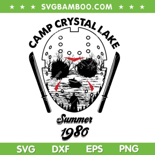Jason Camp Crystal Lake Summer 1980 SVG, Jason Voorhees Mask Camp Crytal Lake SVG, Horror Halloween DXF SVG PNG EPS