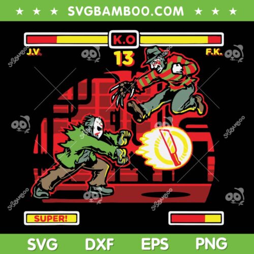Jason vs Freddy Video Game SVG PNG, Fighter Street Horror Movie SVG, Halloween Movie DXF SVG PNG EPS