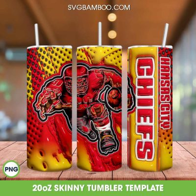 Kansas City Chiefs 3D Inflated Tumbler Wrap PNG, Chiefs Mascot 20oz Skinny Tumbler, KC Chiefs Tumbler Template PNG Kansas City Chiefs 3D Inflated Tumbler Wrap PNG, Chiefs Mascot 20oz Skinny Tumbler, KC Chiefs Tumbler Template PNG