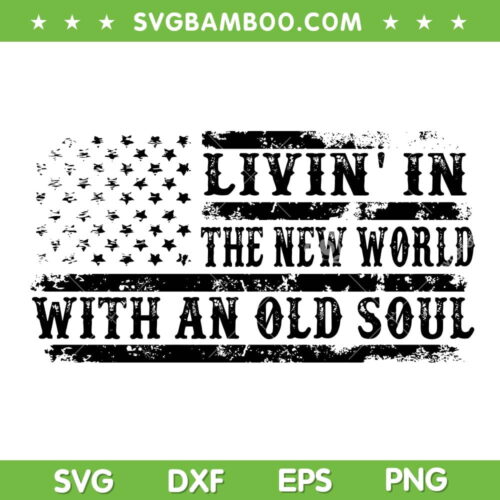 Living In The New World With An Old Soul US Flag SVG, Retro Richmond Flag SVG, American Flag DXF SVG PNG EPS