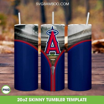 Los Angeles Angels Zipper Tumbler Wrap PNG, MLB LAngeles Angels 20oz Skinny Tumbler Template PNG, MLB Baseball Tumbler Template PNG