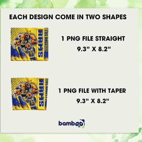 Los Angeles Rams Mascot 3D Inflated Tumbler Wrap PNG, Rams Logo 20oz Skinny Tumbler, NFL Football Tumbler Template PNG