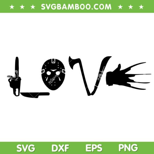 Love Horror Weapon SVG PNG, Halloween Horror Movie Love SVG, Scary Movie Weapons DXF SVG PNG EPS