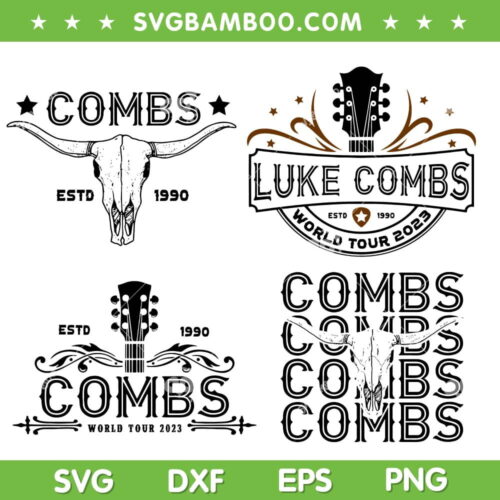 Luke Combs SVG Bundle, Luke Comb Tour 2023 SVG Bundle, Country Music DXF SVG PNG EPS