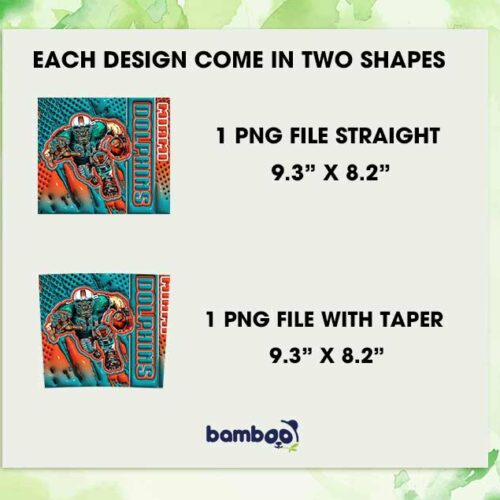 Miami Dolphins Mascot 3D Inflated Tumbler Wrap PNG, Dolphins Football 20oz Skinny Tumbler, NFL Team Logo Tumbler Template PNG