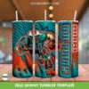 Miami Dolphins Mascot 3D Inflated Tumbler Wrap PNG, Dolphins Football 20oz Skinny Tumbler, NFL Team Logo Tumbler Template PNG