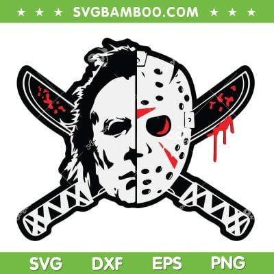Michael Myers And Jason Voorhees Horror Face SVG, Halloween Movie Horror SVG, Scary Character DXF SVG PNG EPS
