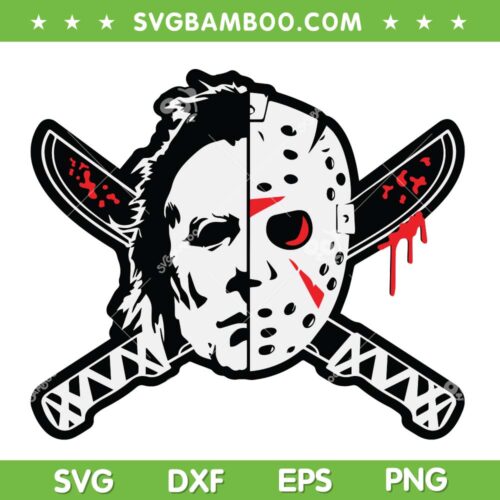 Michael Myers And Jason Voorhees Horror Face SVG, Halloween Movie Horror SVG, Scary Character DXF SVG PNG EPS
