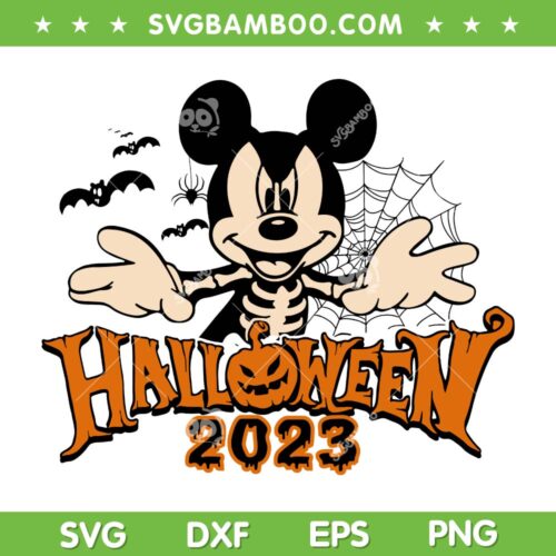 Mickey Halloween 2023 SVG PNG, Mickey Mouse Skeleton Spooky Halloween SVG, Mickey Spider DXF SVG PNG EPS