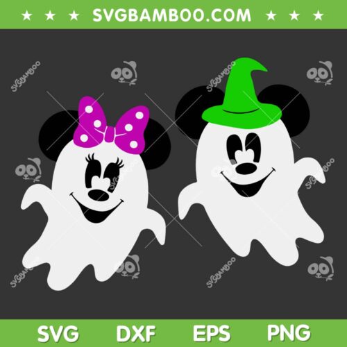 Mickey And Minnie Mouse Ghost SVG PNG, Disney Ghost Halloween SVG, Ghost Mickey Minnie DXF SVG PNG EPS