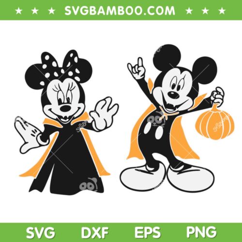 Mickey And Minnie Vampire SVG PNG, Disney Mouse Halloween SVG, Pumpkin Halloween DXF SVG PNG EPS