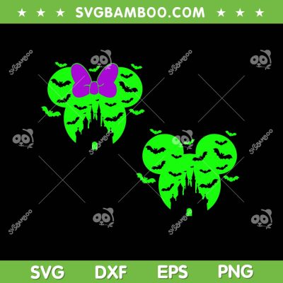 Mickeys Not So Scary Halloween SVG PNG, Mickey Minnie Mouse Castle Bat SVG, Trick Or Treat Mouse DXF SVG PNG EPS