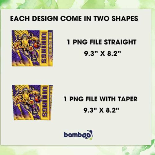 Minnesota Vikings Mascot 3D Inflated Tumbler Wrap PNG, Vikings Logo 20oz Skinny Tumbler, American Football Tumbler Template PNG