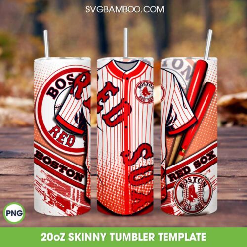Boston Red Sox Jersey Tumbler Wrap PNG, Jersey Logo 20oz Skinny Tumbler Template PNG, MLB Baseball Logo Tumbler Template PNG