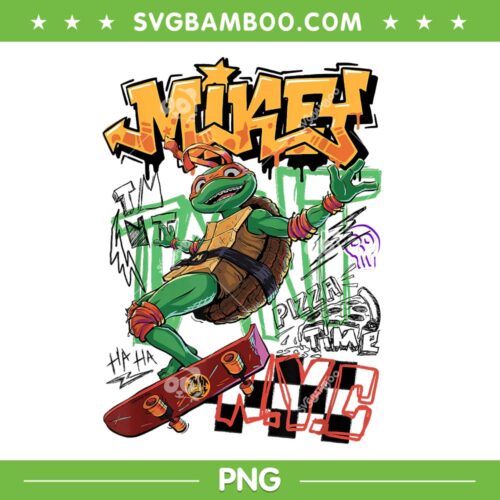 Mutant Mayhem Skater Mikey PNG, Teenage Mutant Ninja Turtles 2023 PNG, Mikey Pizza Time PNG