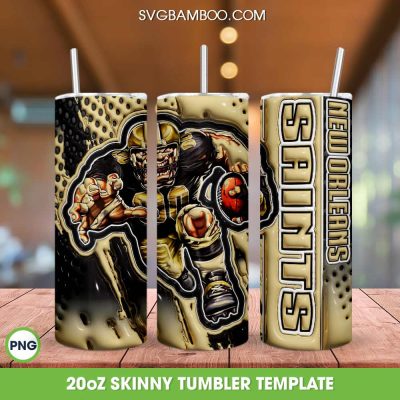 New Orleans Saints Mascot 3D Inflated Tumbler Wrap PNG, Saints Football 20oz Skinny Tumbler, America Team Tumbler Template PNG New Orleans Saints Mascot 3D Inflated Tumbler Wrap PNG, Saints Football 20oz Skinny Tumbler, America Team Tumbler Template PNG