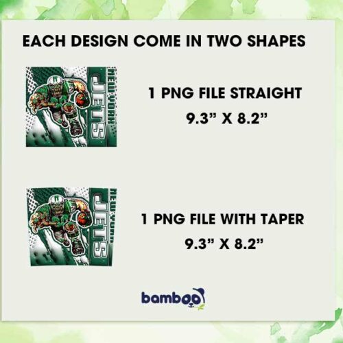 New York Jets Mascot 3D Inflated Tumbler Wrap PNG, Jets Football 20oz Skinny Tumbler, NFL Team Tumbler Template PNG