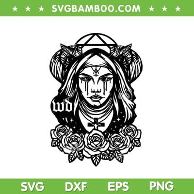 Nun And Roses SVG PNG, Nun With Creepy Eyes SVG, Nun Terror DXF SVG PNG EPS Nun And Roses SVG PNG, Nun With Creepy Eyes SVG, Nun Terror DXF SVG PNG EPS