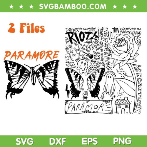 Paramore Doodle Art SVG PNG, Vintage Paramore Album Lyrics SVG, Paramore Riot DXF SVG PNG EPS
