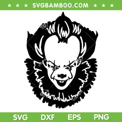 Pennywise Head SVG PNG, Pennywise Halloween SVG, Scary Pennywise Face DXF SVG PNG EPS