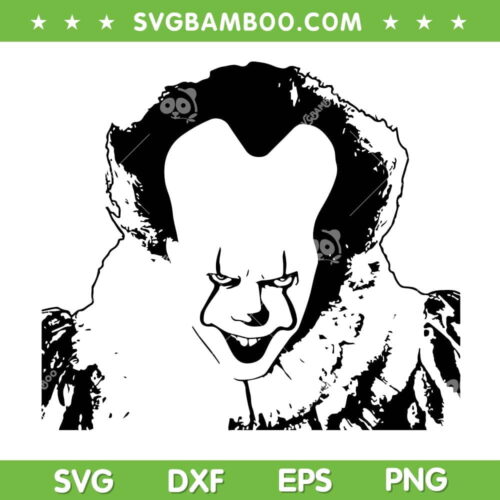 Pennywise Head SVG PNG, It Pennywise Face SVG, Scary Halloween Horror Movie DXF SVG PNG EPS