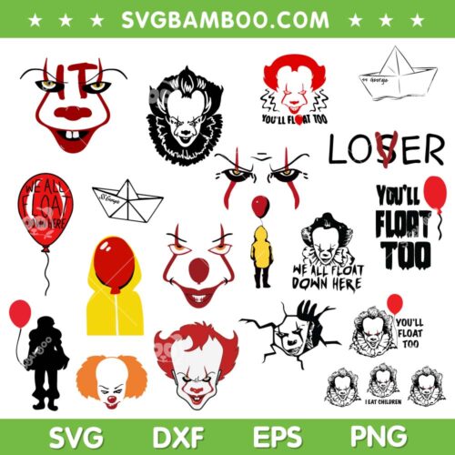 Pennywise SVG Bundle, Halloween Horror IT SVG Bundle, Youll Float Too DXF SVG PNG EPS