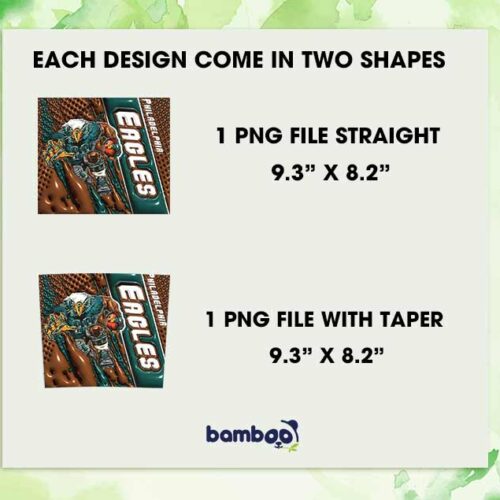 Philadelphia Eagles Mascot 3D Inflated Tumbler Wrap PNG, Philadelphia Eagles Logo 20oz Skinny Tumbler, Sports Team Tumbler Template PNG