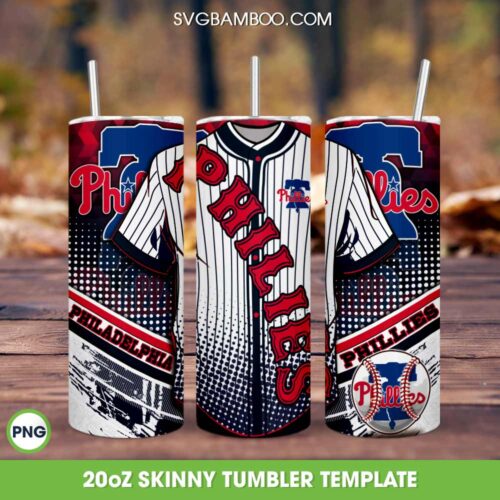 Philadelphia Phillies Jersey 20oz Skinny Tumbler Template PNG, MLB Baseball Teams Tumbler Wrap PNG, Diamondbacks Baseball Tumbler Template PNG