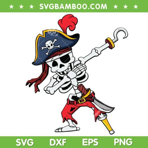 Pirate Skeleton Dabbing SVG PNG, Halloween Skeleton Dancing SVG, Dabbing Skeleton DXF SVG PNG EPS