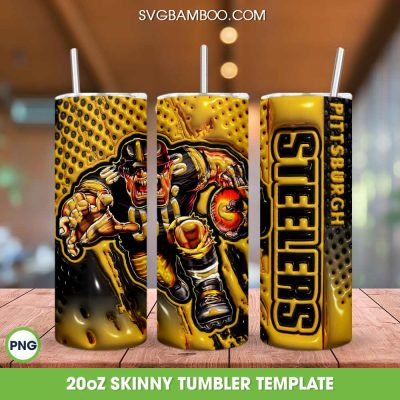 Pittsburgh Steelers Mascot 3D Inflated Tumbler Wrap PNG, Pittsburgh Football 20oz Skinny Tumbler, NFL Logo Tumbler Template PNG Pittsburgh Steelers Mascot 3D Inflated Tumbler Wrap PNG, Pittsburgh Football 20oz Skinny Tumbler, NFL Logo Tumbler Template PNG
