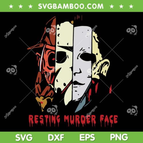 Resting Murder Face SVG PNG, Horror Movie Face Group SVG, Halloween Face DXF SVG PNG EPS