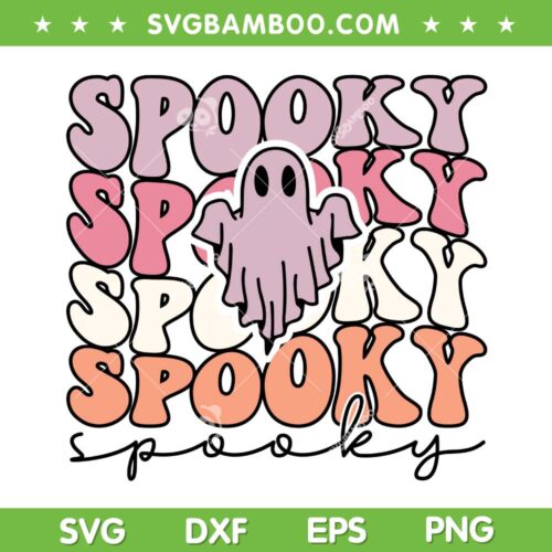 Retro Ghost Spooky SVG PNG, Groovy Halloween Ghost SVG, Spooky But Cute Ghost DXF SVG PNG EPS