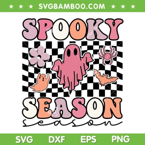 Retro Ghost Spooky Season SVG PNG, Spooky Season Cute SVG, Ghost Halloween DXF SVG PNG EPS