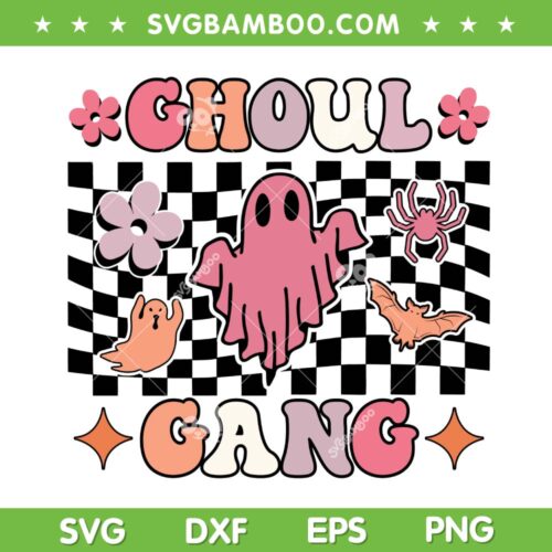 Retro Ghoul Gang SVG PNG, Ghoul Gang Boo Ghost SVG, Spooky Halloween DXF SVG PNG EPS