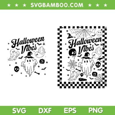 Retro Halloween Vibes SVG PNG, Cute Ghost Halloween SVG, Spooky Vibes DXF SVG PNG EPS