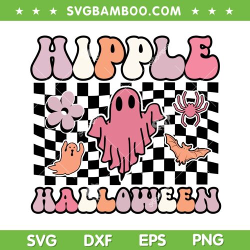 Retro Hipple Halloween SVG PNG, Groovy Ghost Halloween SVG, Spooky Cute DXF SVG PNG EPS
