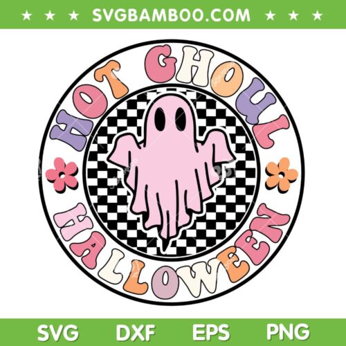 Retro Hot Ghoul Halloween SVG PNG, Spooky Season SVG, Cute Ghost Halloween DXF SVG PNG EPS
