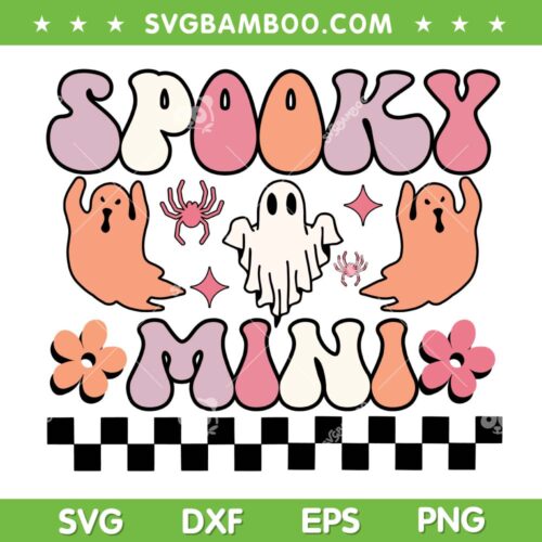 Retro Spooky Mini Halloween SVG PNG, Ghost Mom Groovy SVG, Spooky Season Cute DXF SVG PNG EPS